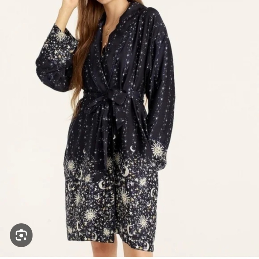 J Crew pajamas and robe in celestial print 3-piece set